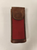 Ancien étui Lacoste cuir et tissu rouge, vintage accessoire original