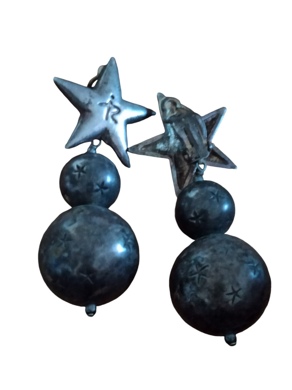 Boucles d?oreilles vintage Rebajes métal argenté étoile design rétro