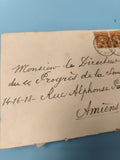 Ancienne enveloppe oblitérée début XXe philatélie Amiens timbres orange (Ref 6)