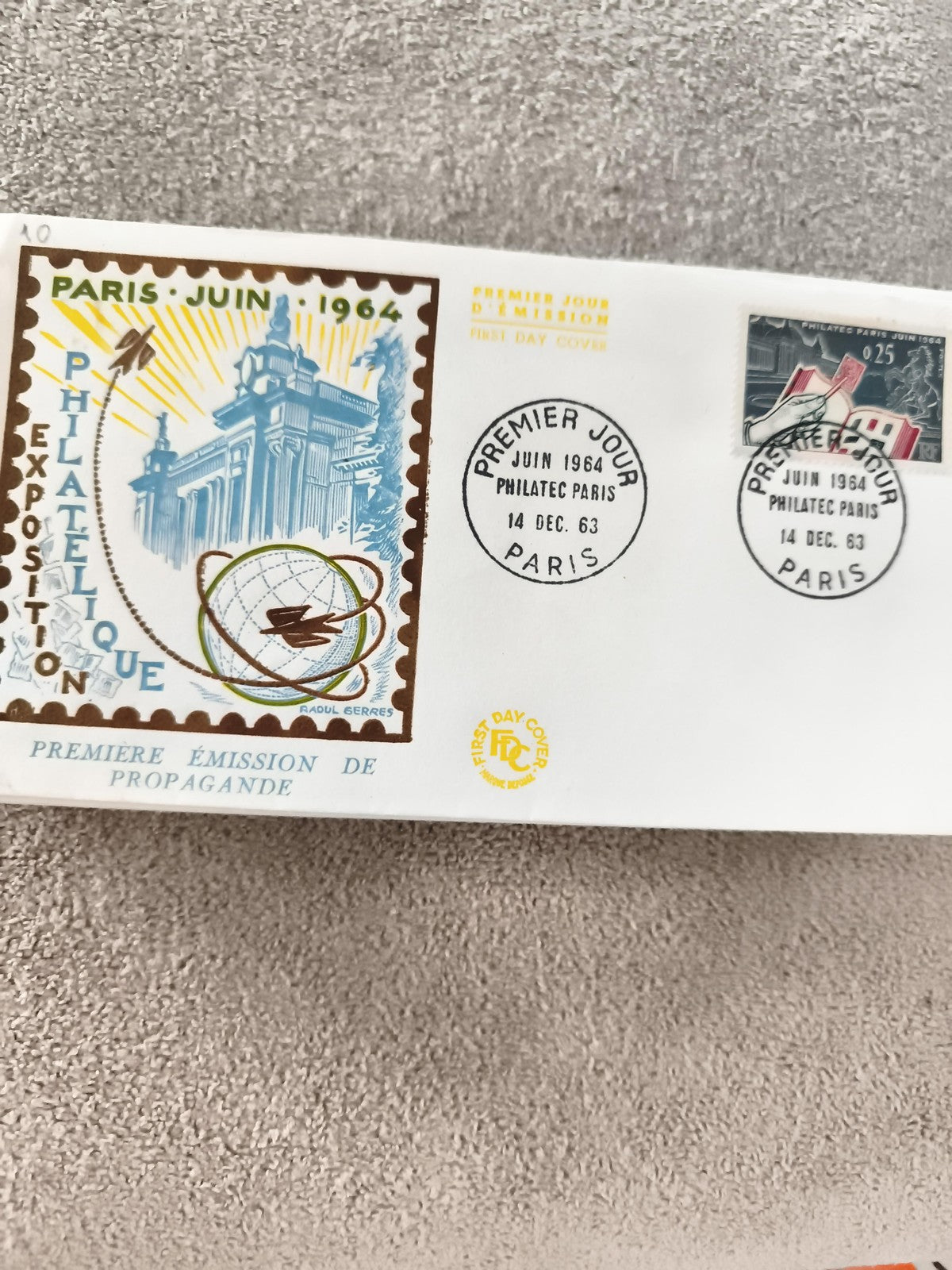 Lettre Premier Jour Philatec Paris 1964, FDC exposition philatélie ancienne