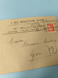 Ancienne enveloppe oblitérée 1937 philatélie vintage Troyes Lyon (Ref 6)