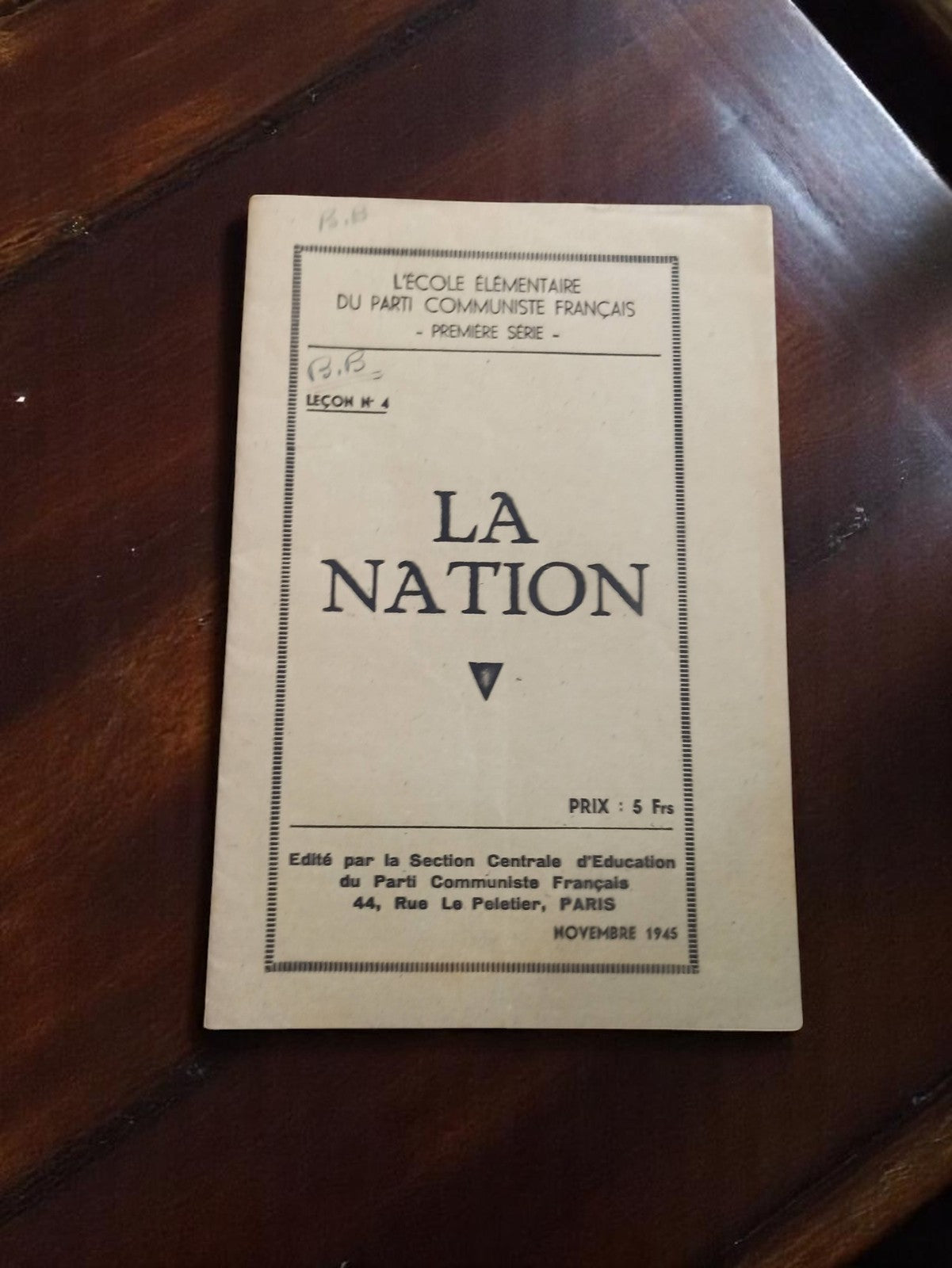 Livret école Parti Communiste 1945 La Nation propagande vintage document