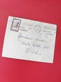 Enveloppe philatélie affranchie timbre Maroc 1952 cachet Rabat écriture bleue