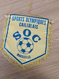 Fanion ancien football SOC Caillolais Marseille vintage rétro jaune bleu collect