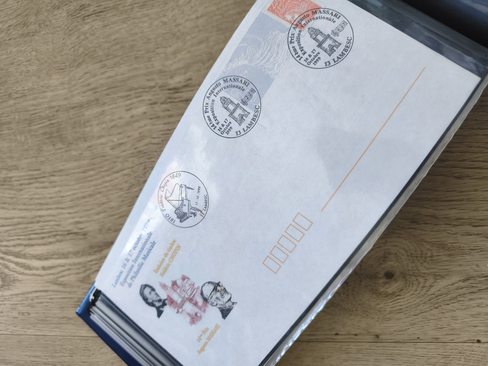 Enveloppe philatélie France avec cachets LambeSC et illustrations thématiques