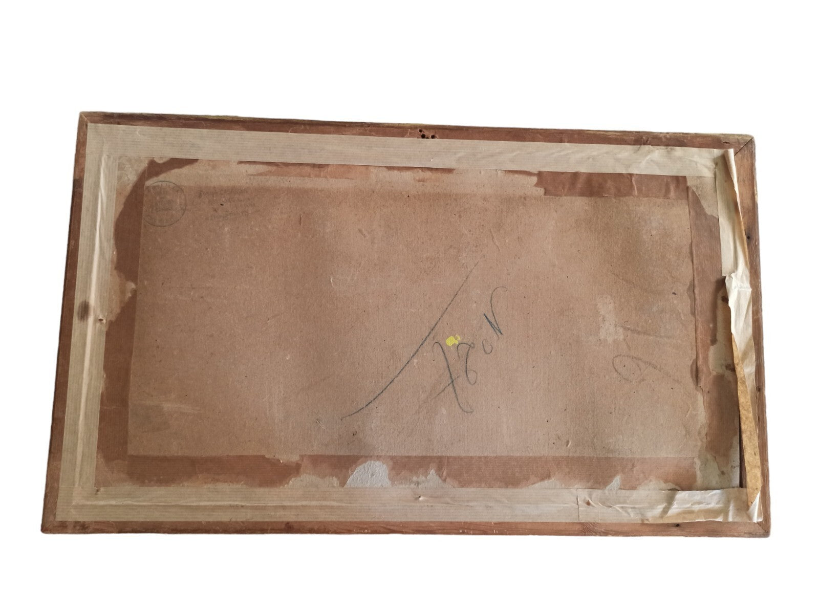 Tableau ancien paysage Villecroze Draguignan aquarelle signée cadre doré