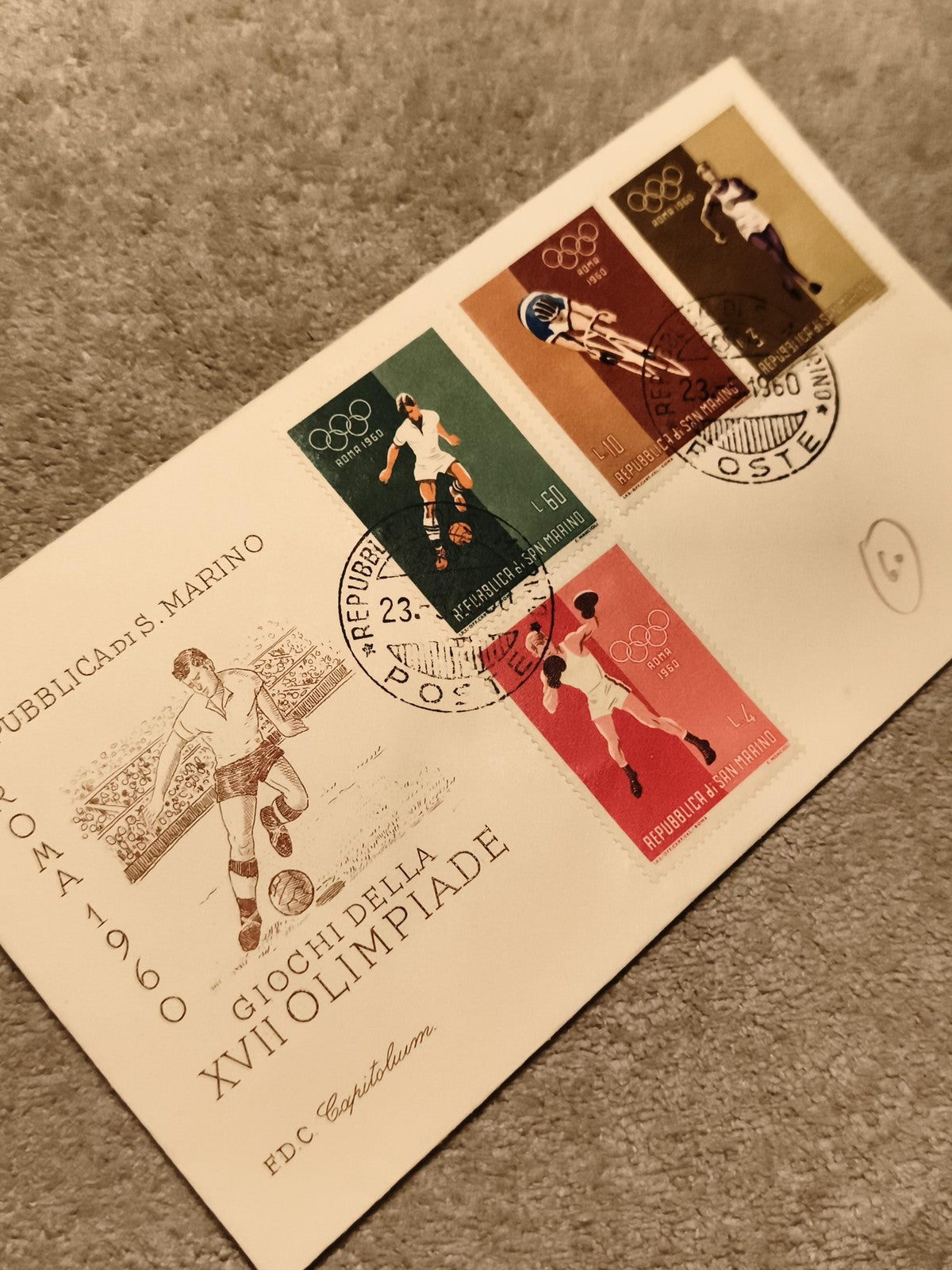 Lettre FDC Jeux Olympiques Rome 1960 San Marino oblitérée philatélie sport (Ref