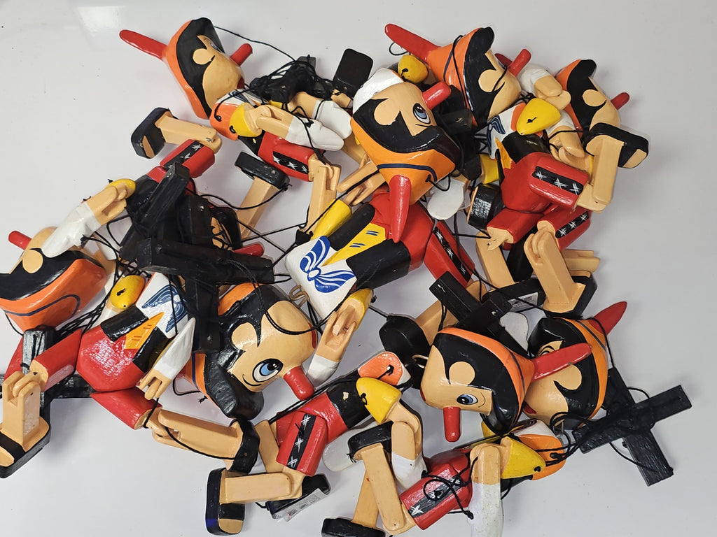 Gros lot marionnettes Pinocchio bois peintes main à démêler théâtre décor jouet