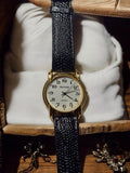 Montre homme Bauchard quartz, cadran blanc doré, bracelet noir, pile à changer