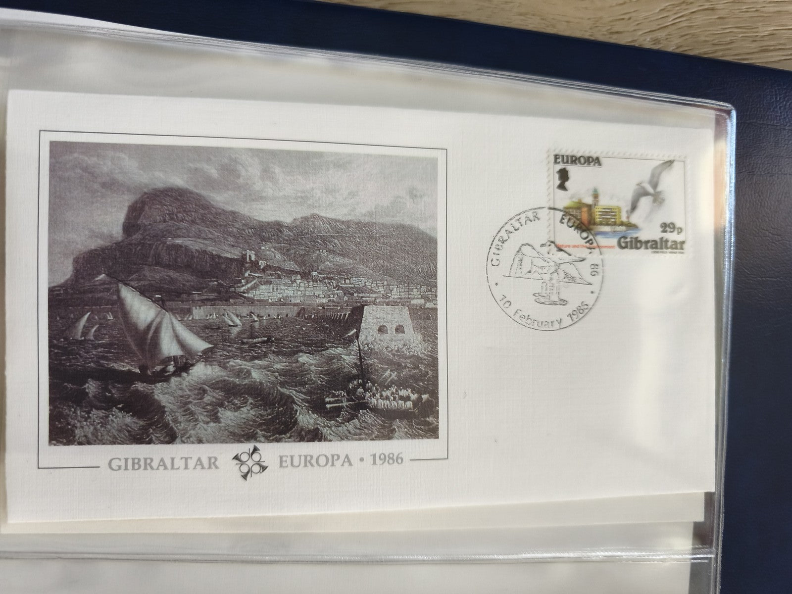 Enveloppe premier jour Gibraltar 1986 FDC timbre Europa illustration port voilie