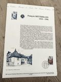Document philatélique François Mitterrand 1916-1996 La Poste 1997 timbre 3,00