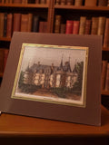 Gravure ancienne Azay-le-Rideau, art vintage château, encadrement rétro déco