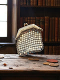 Porte-monnaie vintage en métal doré, maille miroir rétro, petit accessoire ancie