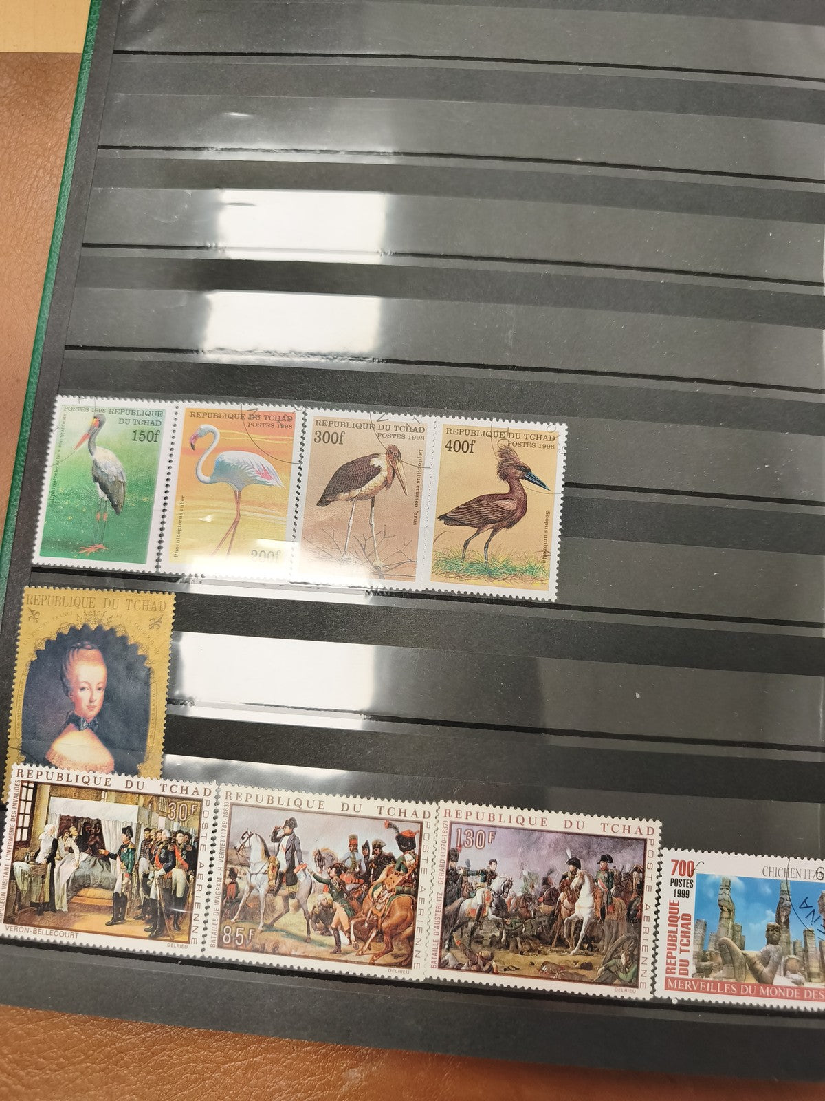 Lot timbres République du Tchad oiseaux, personnages, scènes historiques