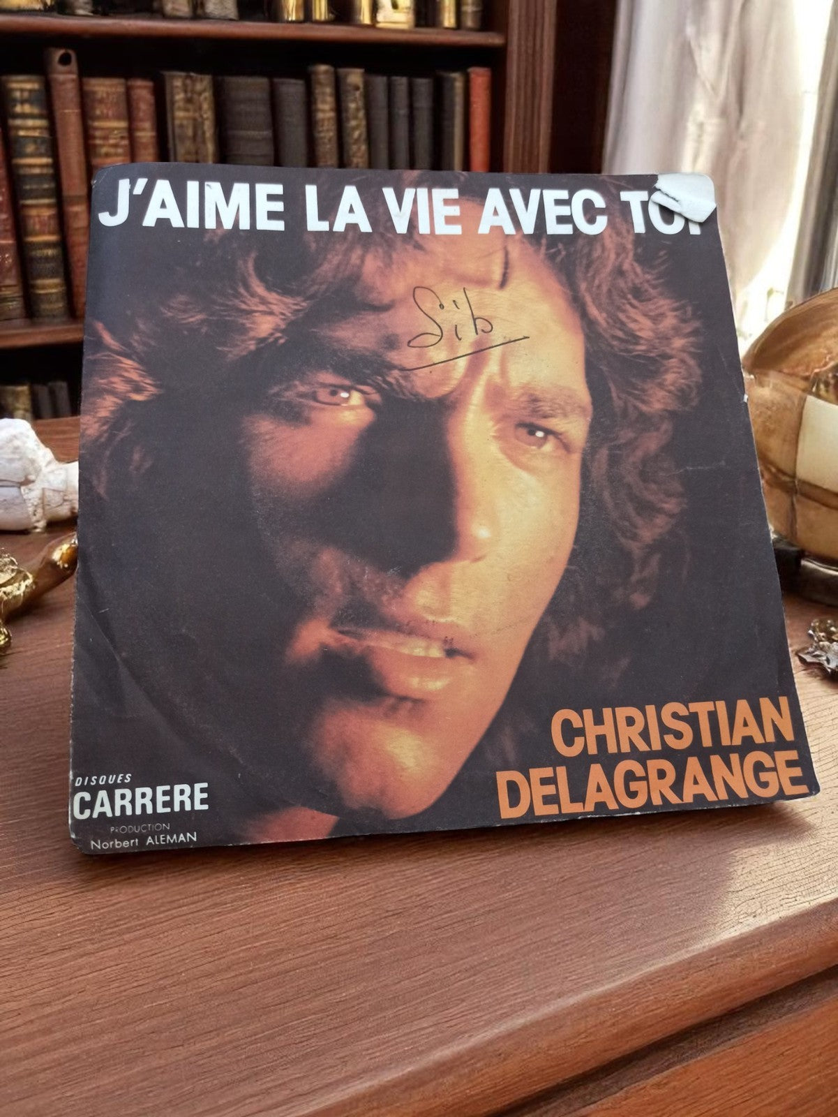 Vinyle 45 tours Christian Delagrange signé Disques Carrere vintage rétro