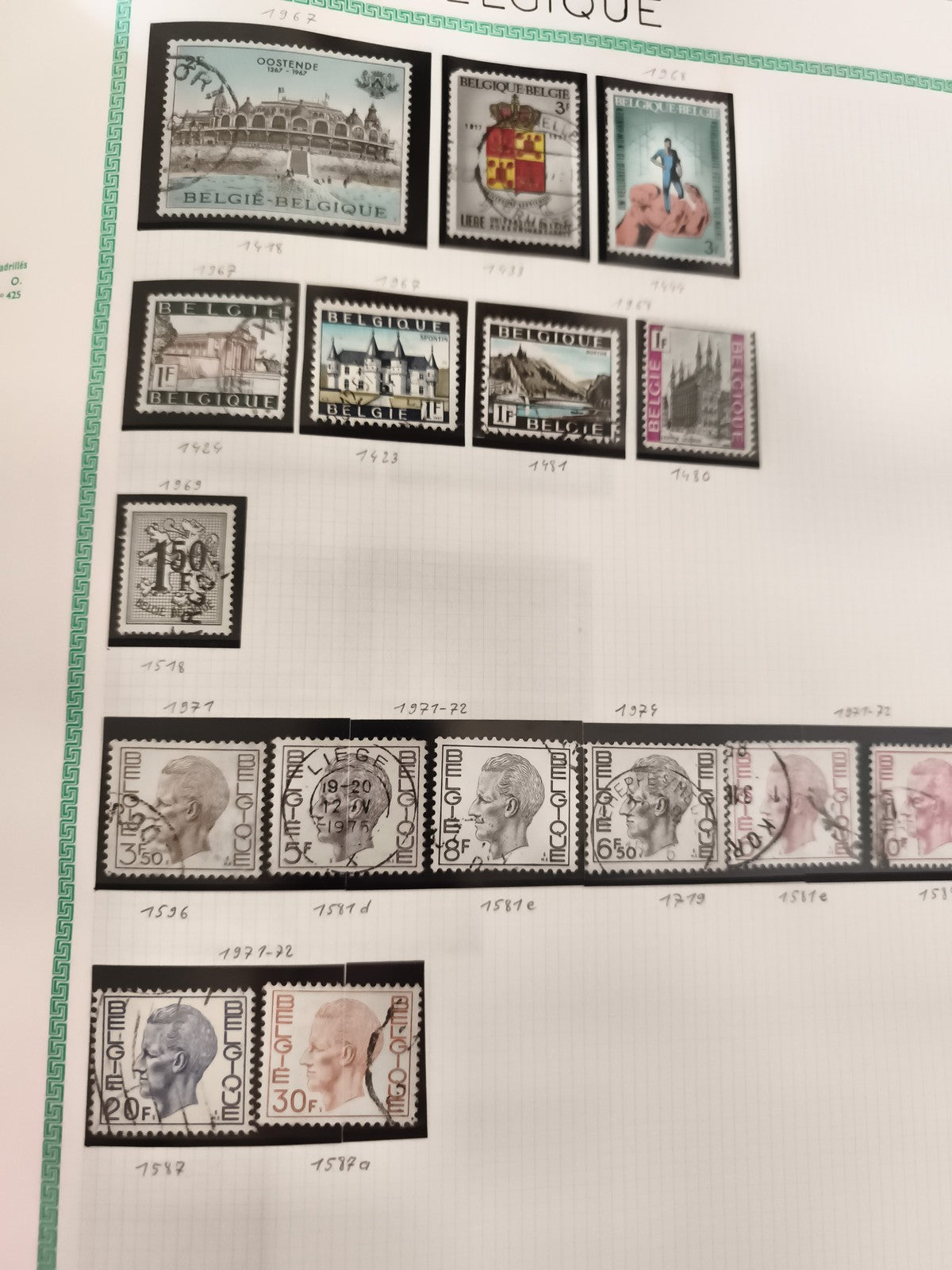 Timbres Belgique oblitérés divers motifs historiques et portraits roi