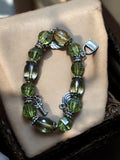 Bracelet vintage Fanrak breloques perles vertes style original rétro