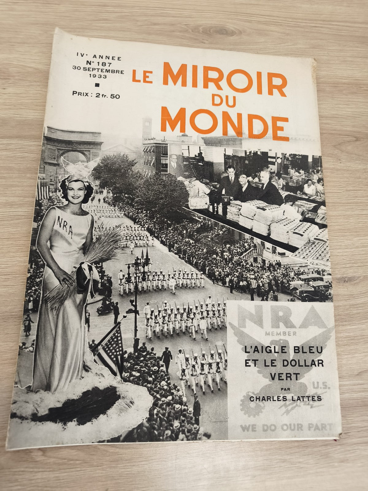 Ancien journal Le Miroir du Monde 1933 ? couverture parade USA vintage