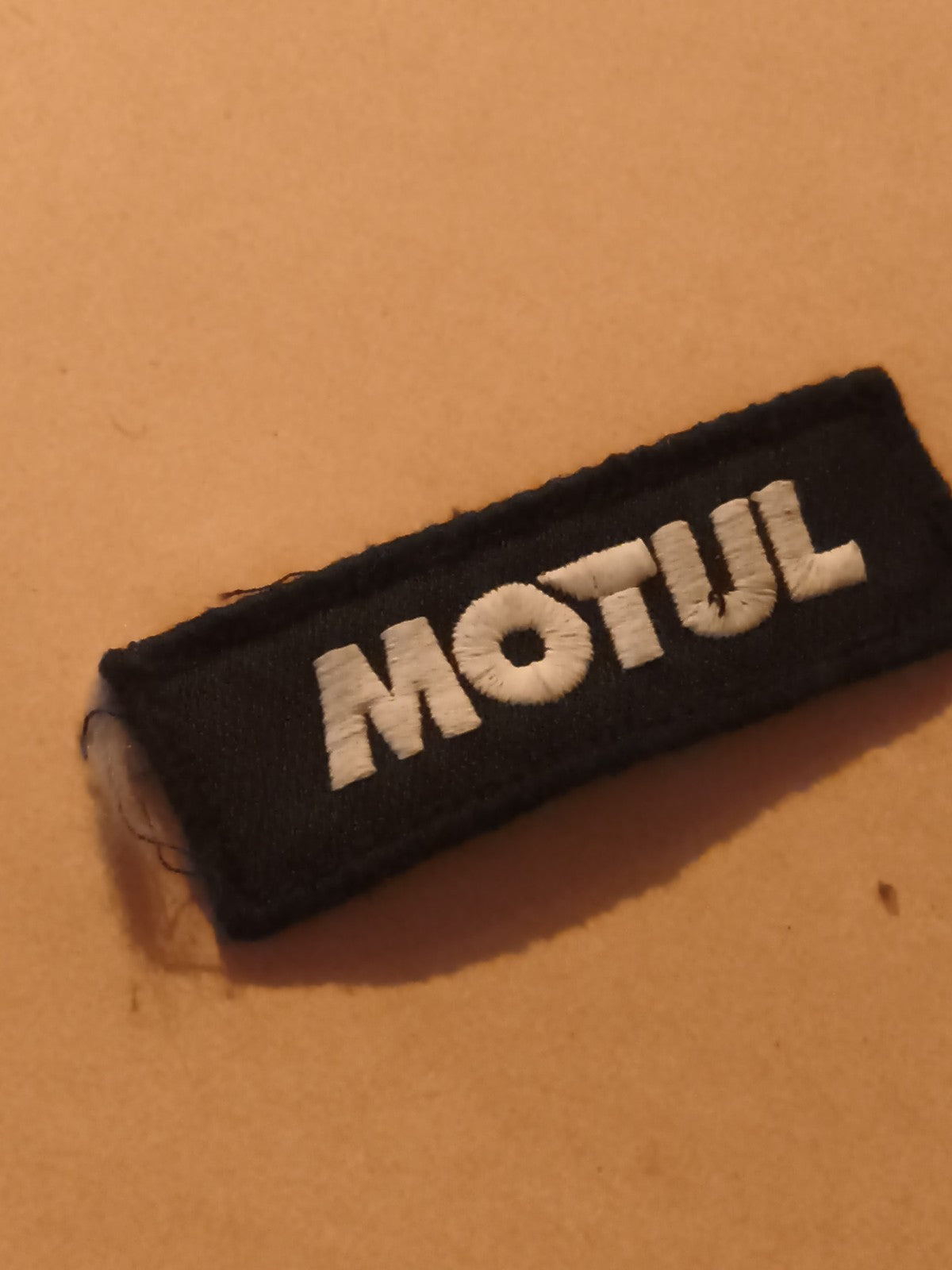 Écusson brodé MOTUL ancien patch vintage noir blanc accessoire moto