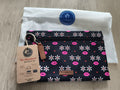 Pochette Cabaia à motifs lèvres fleurs zip neuve 24 cm, trousse accessoire
