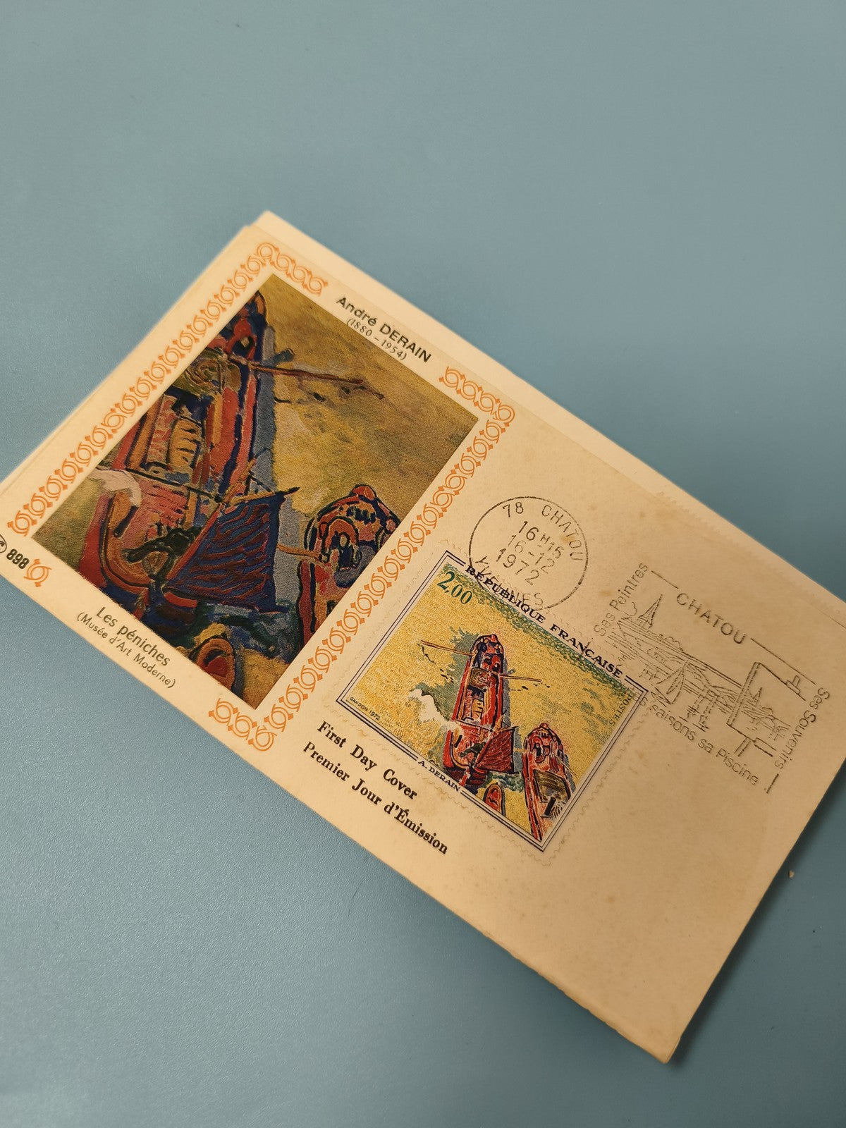 Enveloppe premier jour d?émission FDC André Derain Les Péniches oblitérée