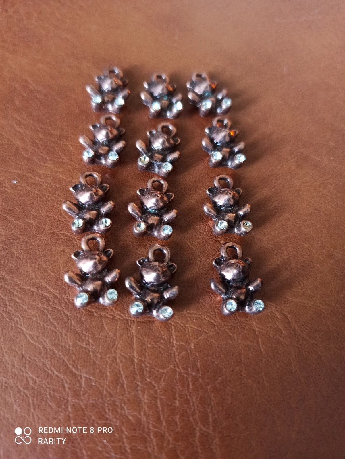 Lot pendentifs ourson métal vieilli strass vintage 80 90’s breloques bijou