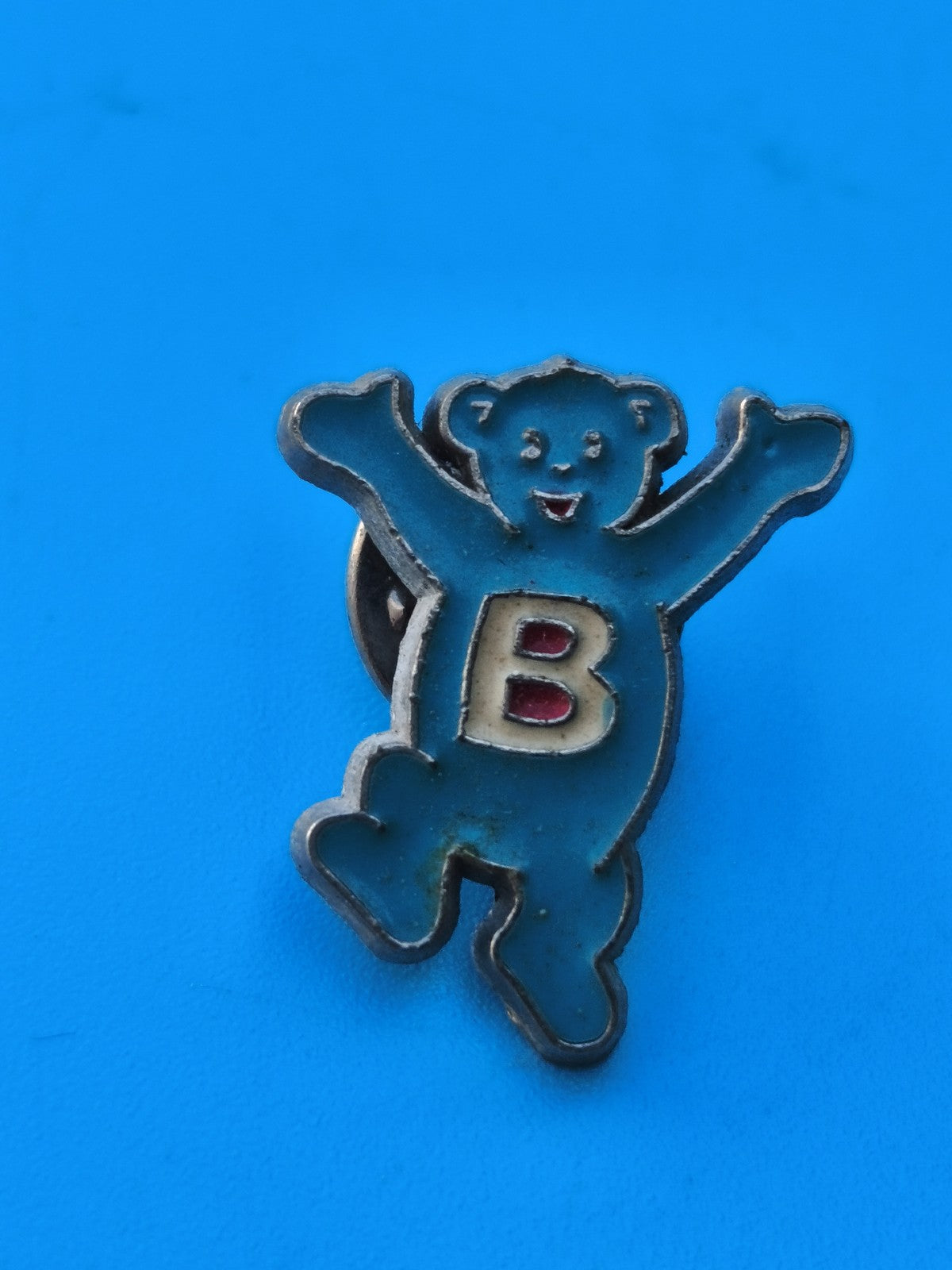 Vintage pin's Butagaz ours bleu émaillé collection publicitaire ancien