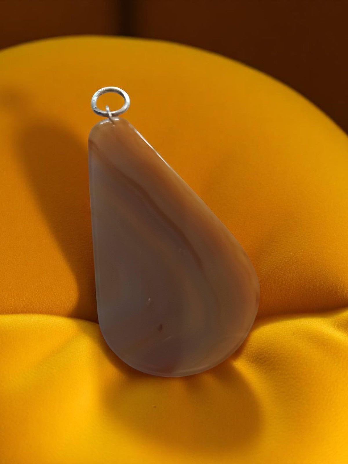 Pendentif vintage goutte agate naturelle, bijou ancien pierre, pendentif rétro