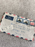 Lettre aérienne recommandée Jordanie Amman 1960s affranchissement philatélie