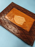 Classeur photographies de voyages motif chalet relief, couverture marron décorat