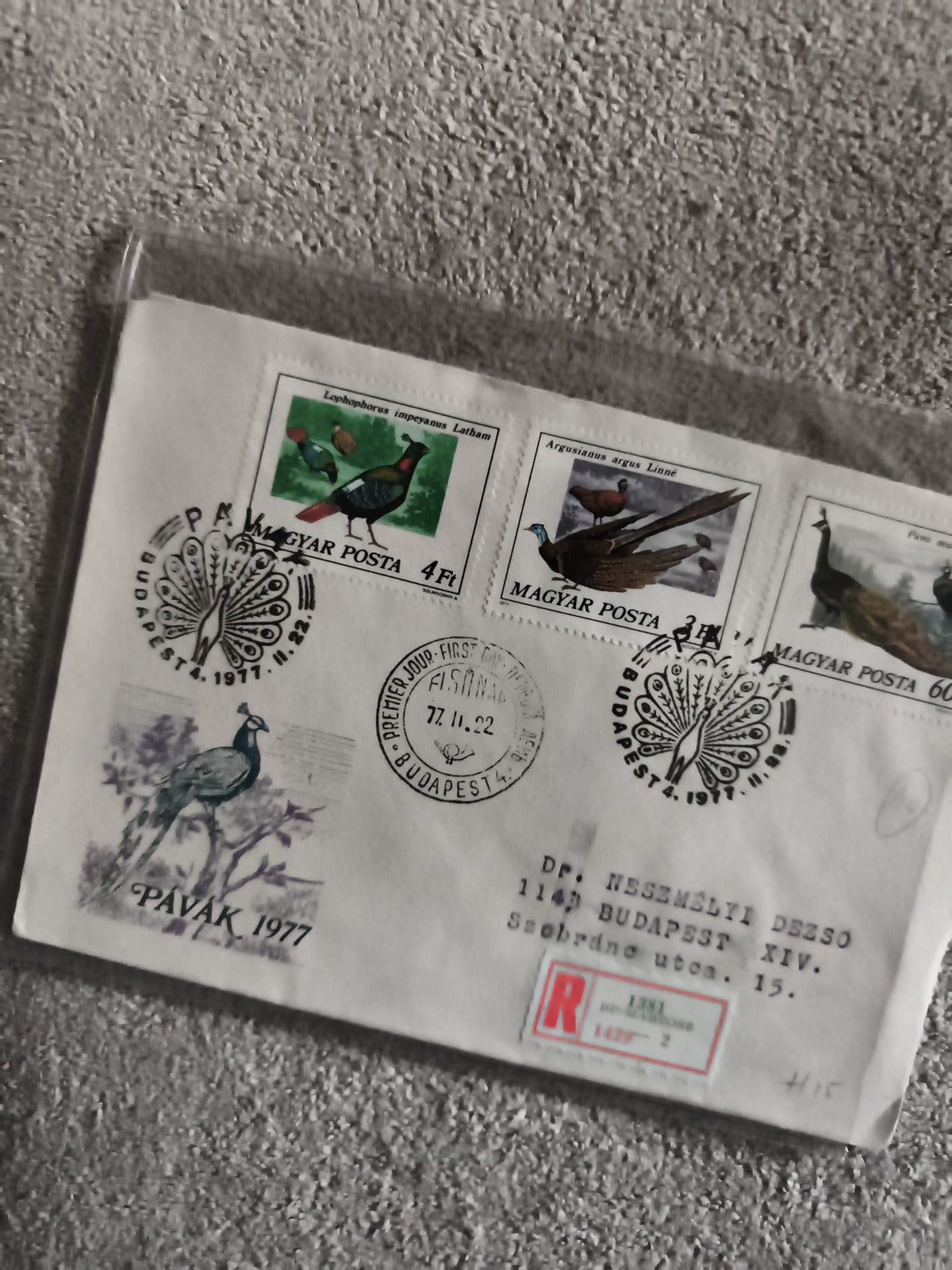 Lettre premier jour Hongrie 1977 oiseaux MAGYAR POSTA affranchissement philatéli