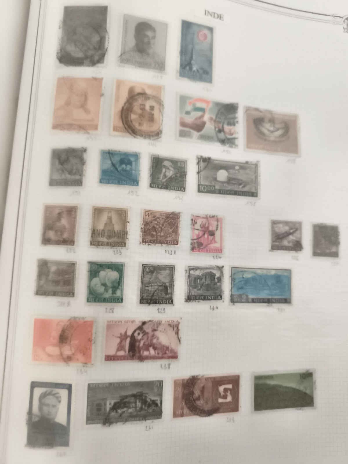 Timbres Inde oblitérés lot x24 philatélie Inde stamps variés