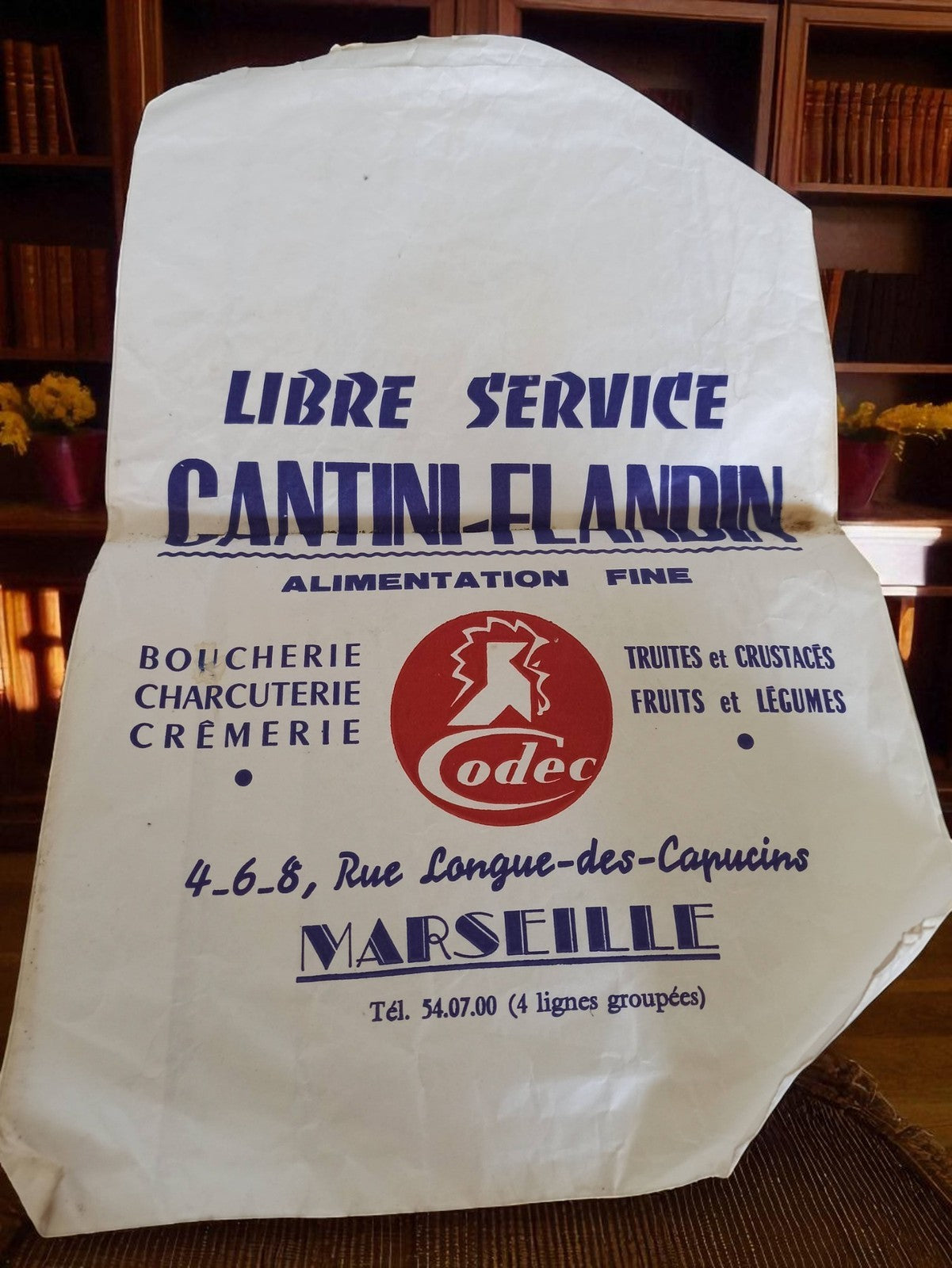 Sachet papier ancien Cantini Flandin Codec Marseille vintage épicerie alimentair