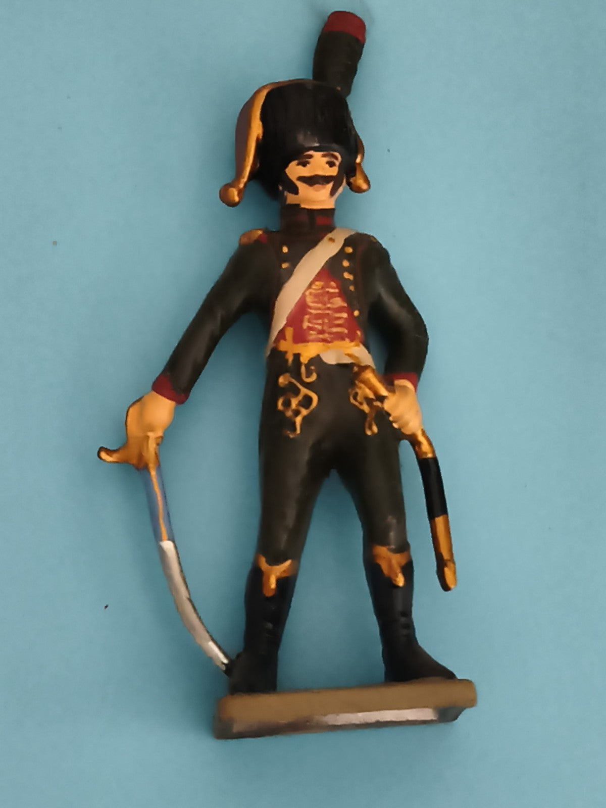 Figurine soldat plomb Napoléon sabre uniforme noir ancien vintage militaire