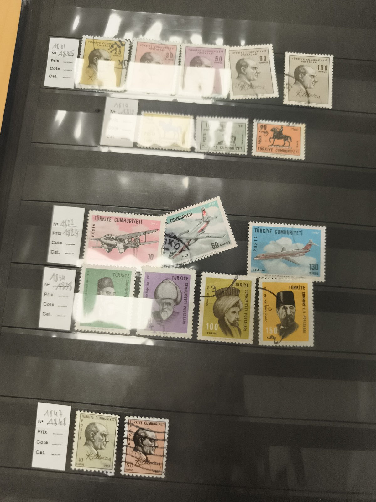 Timbres Turquie Cumhuriyeti lot, personnages avions animaux, philatélie