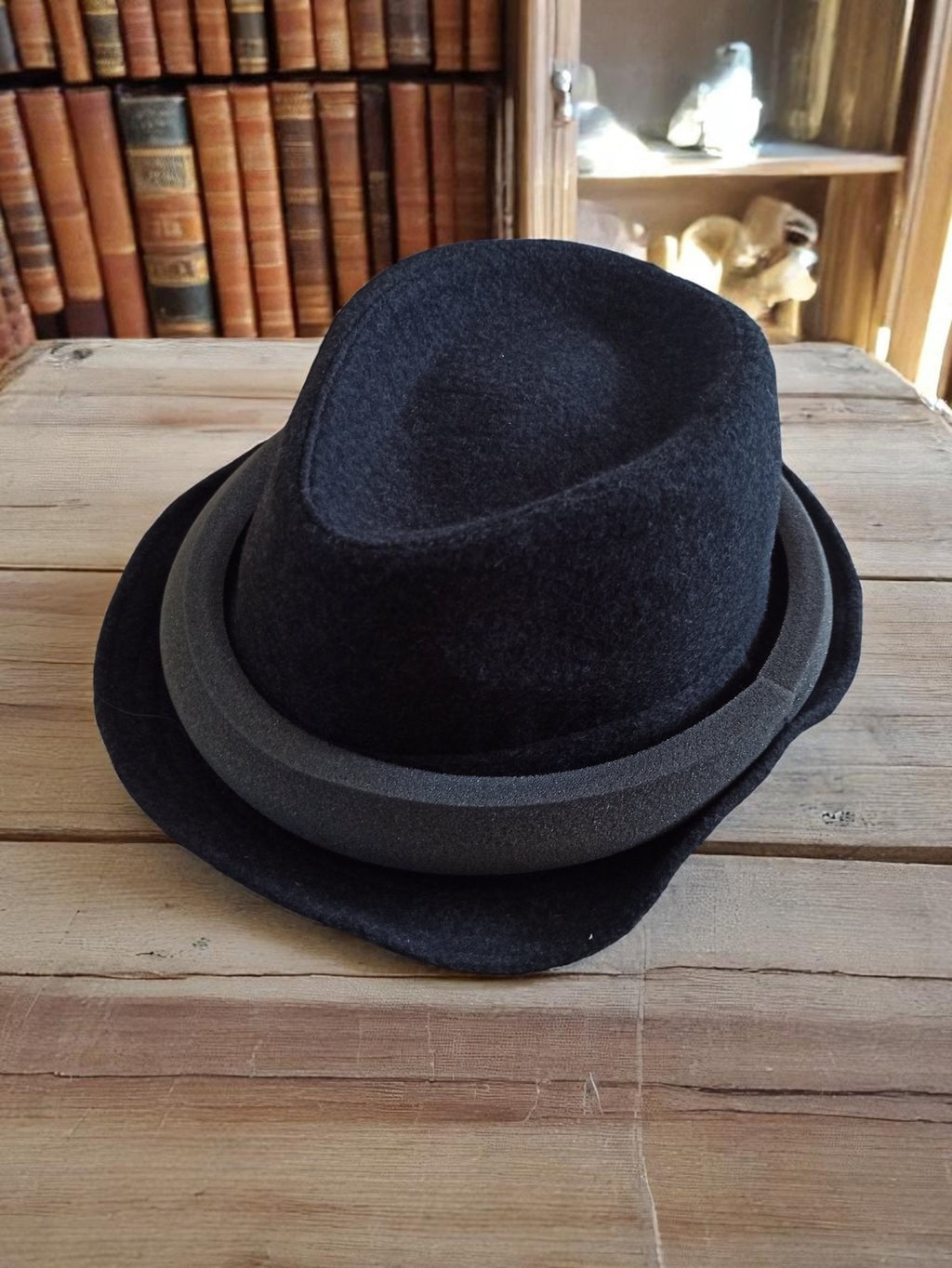 Chapeau homme feutre noir La Chapellerie vintage neuf deadstock élégant