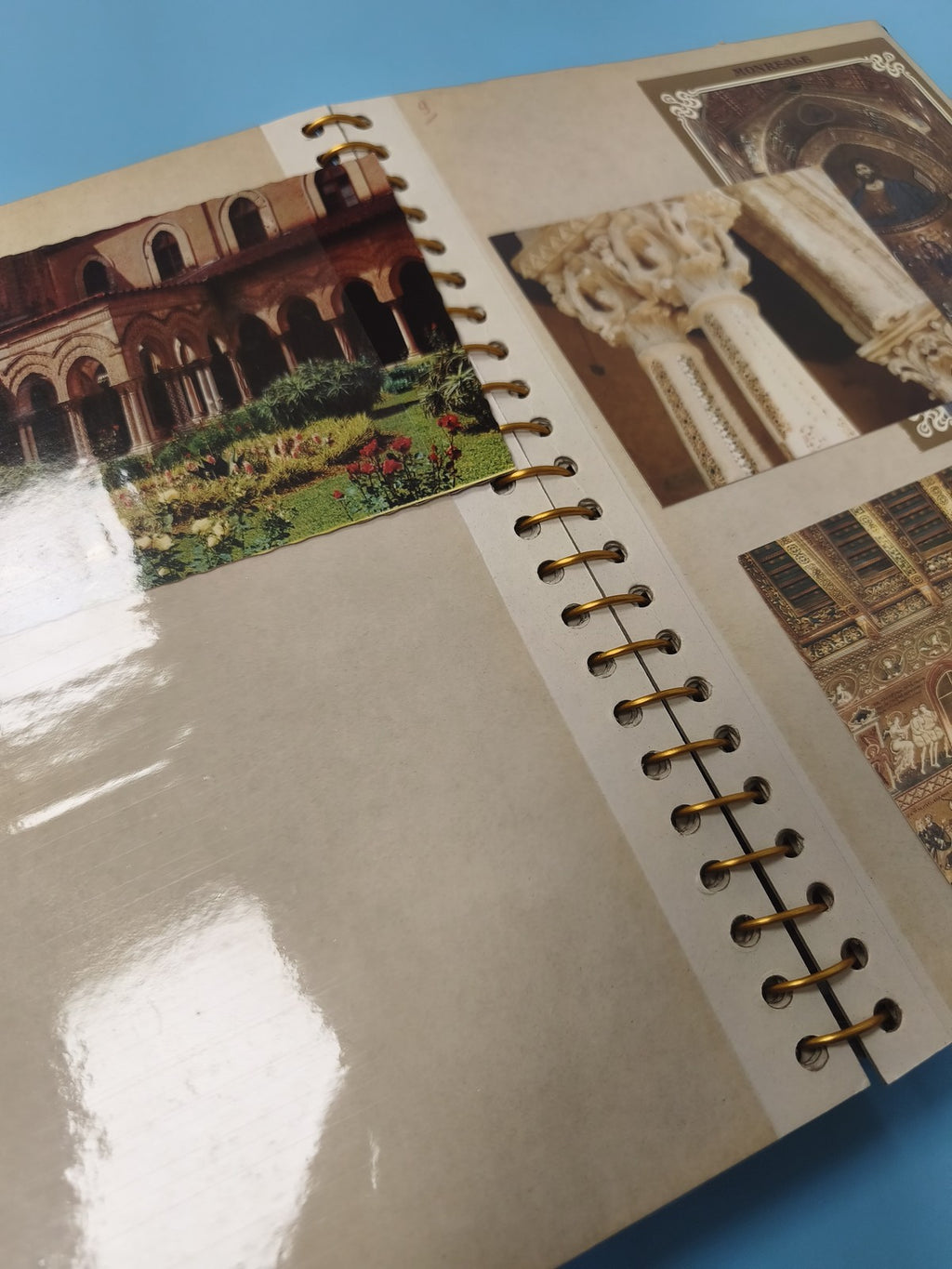 Ancien classeur photos de voyage Sicile 1978 vintage, pages manuscrites