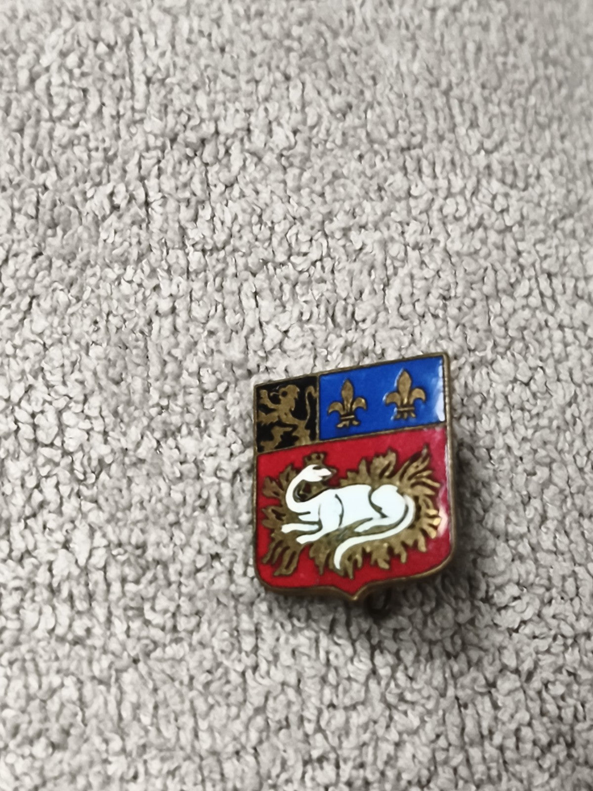Ancien insigne blason émaillé Lyon héraldique émail couleur vintage