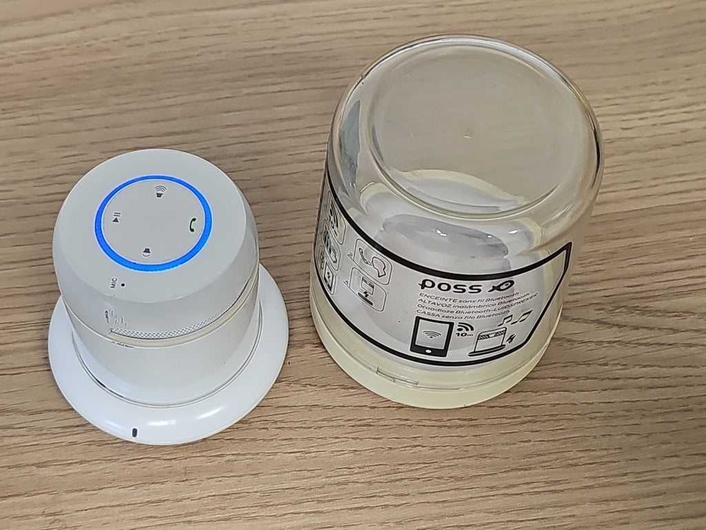 Enceinte Bluetooth portable Poss BTS50 haut-parleur blanc design compact