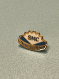 Vintage pin's SMC banque logo émaillé bleu doré collection publicitaire