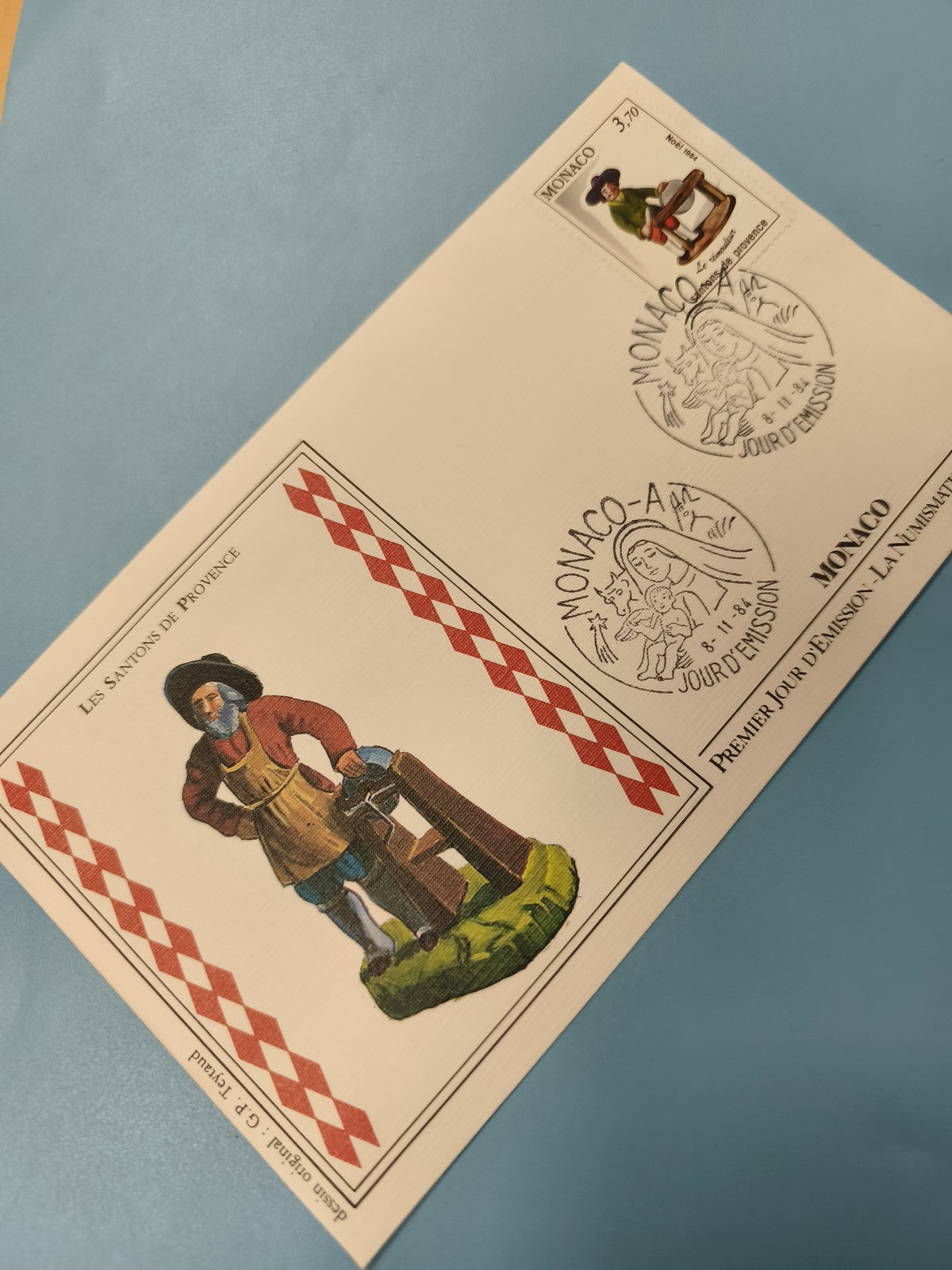 Enveloppe FDC Monaco Les Santons de Provence timbre 3,70? motif personnage
