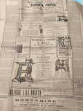 Ancien journal publicitaire français, annonces XIXe, machines à coudre, déco vin