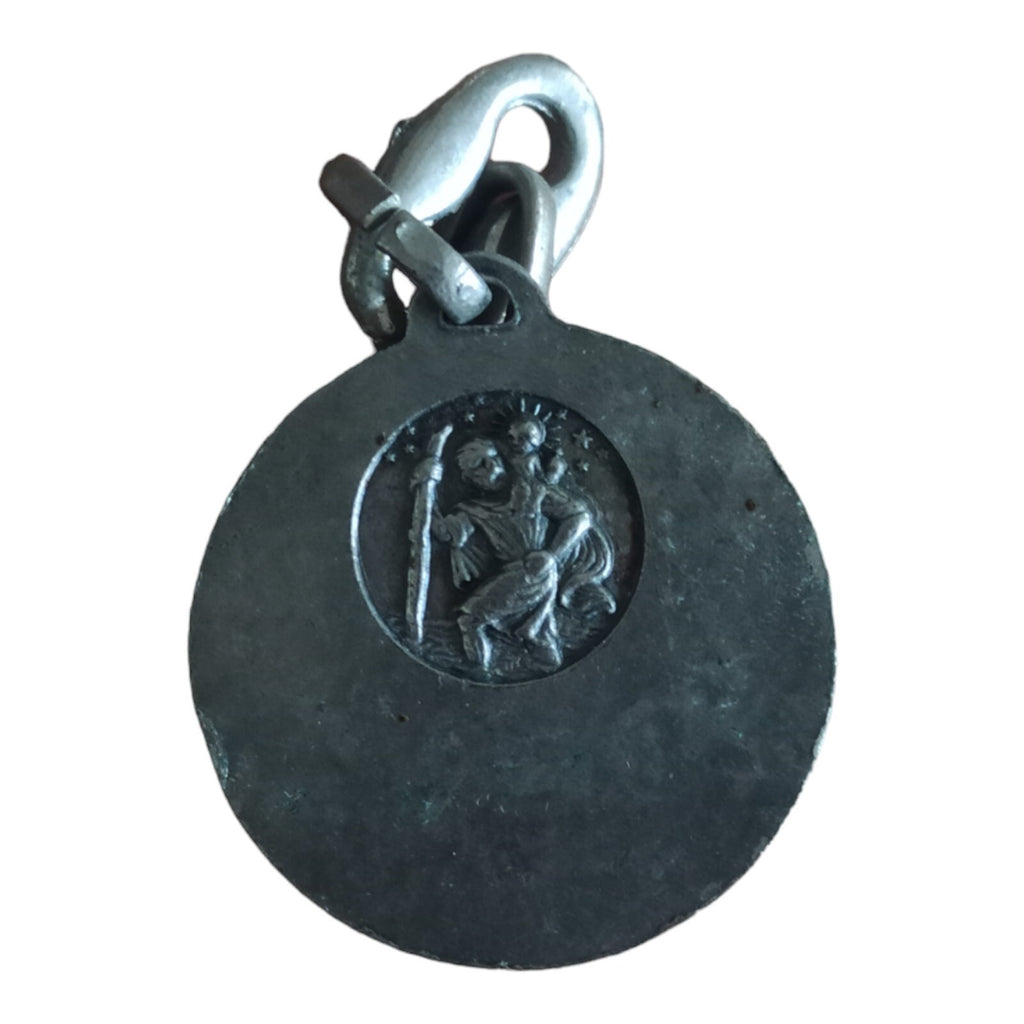 Médaille religieuse Lourdes pendentif Notre Dame finition métal vieilli