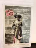 Carte postale ancienne AVRIL poisson d'avril CPA humour rétro timbre 1908