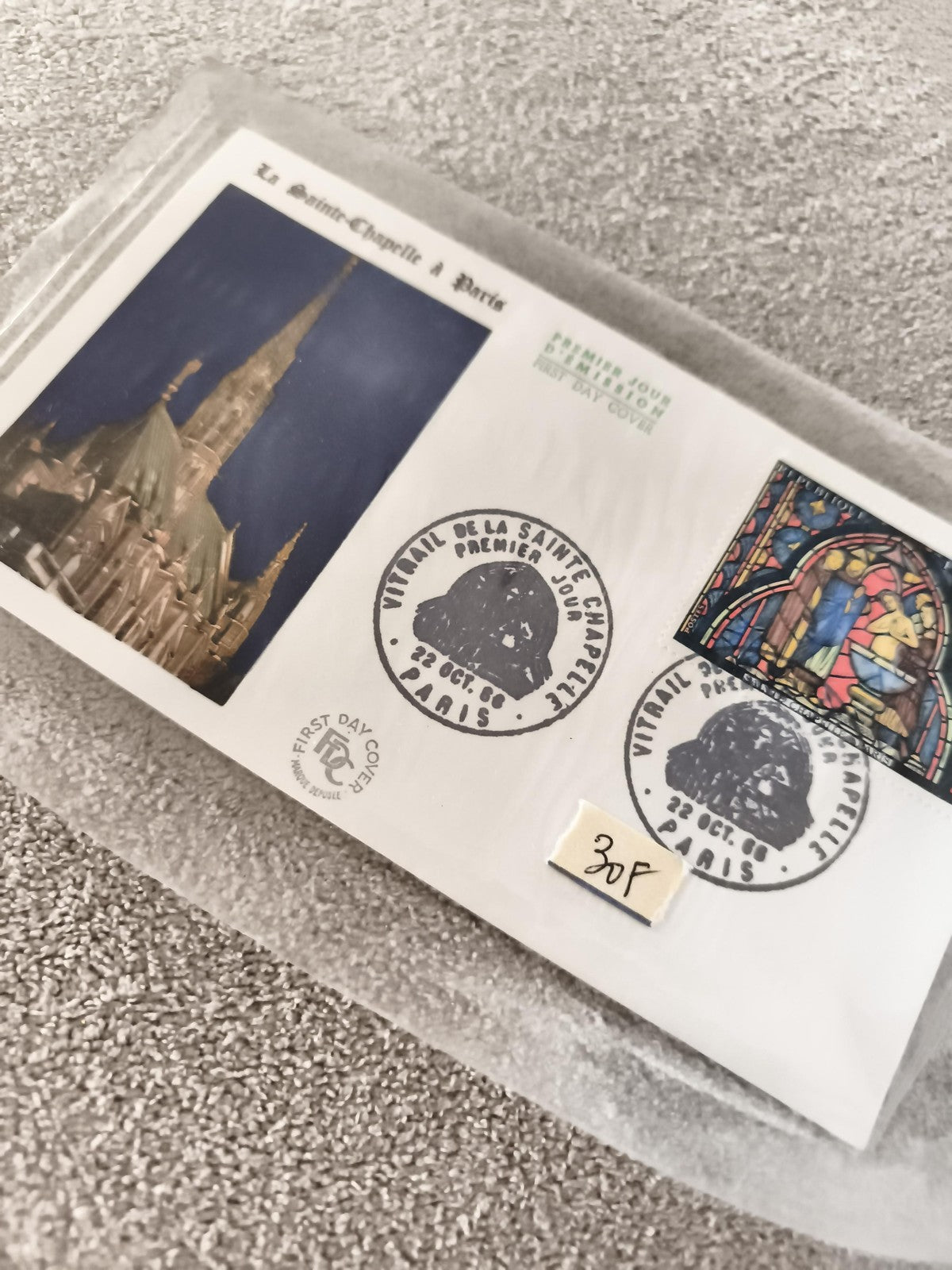 Lettre Premier Jour Sainte-Chapelle Paris 1990 ancien philatélie vitrail FDC