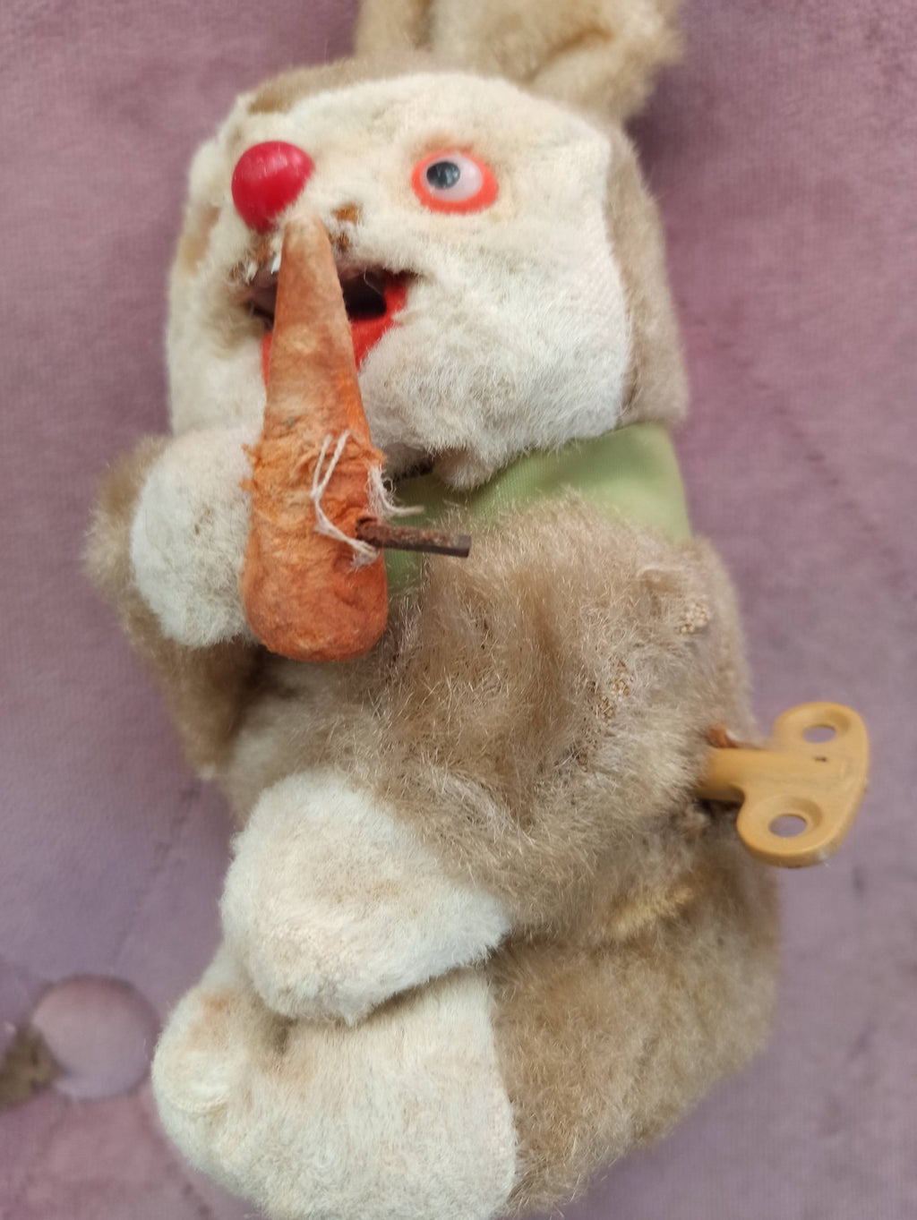 Lapin mécanique vintage à remonter peluche ancien années 50/60 jouet rétro