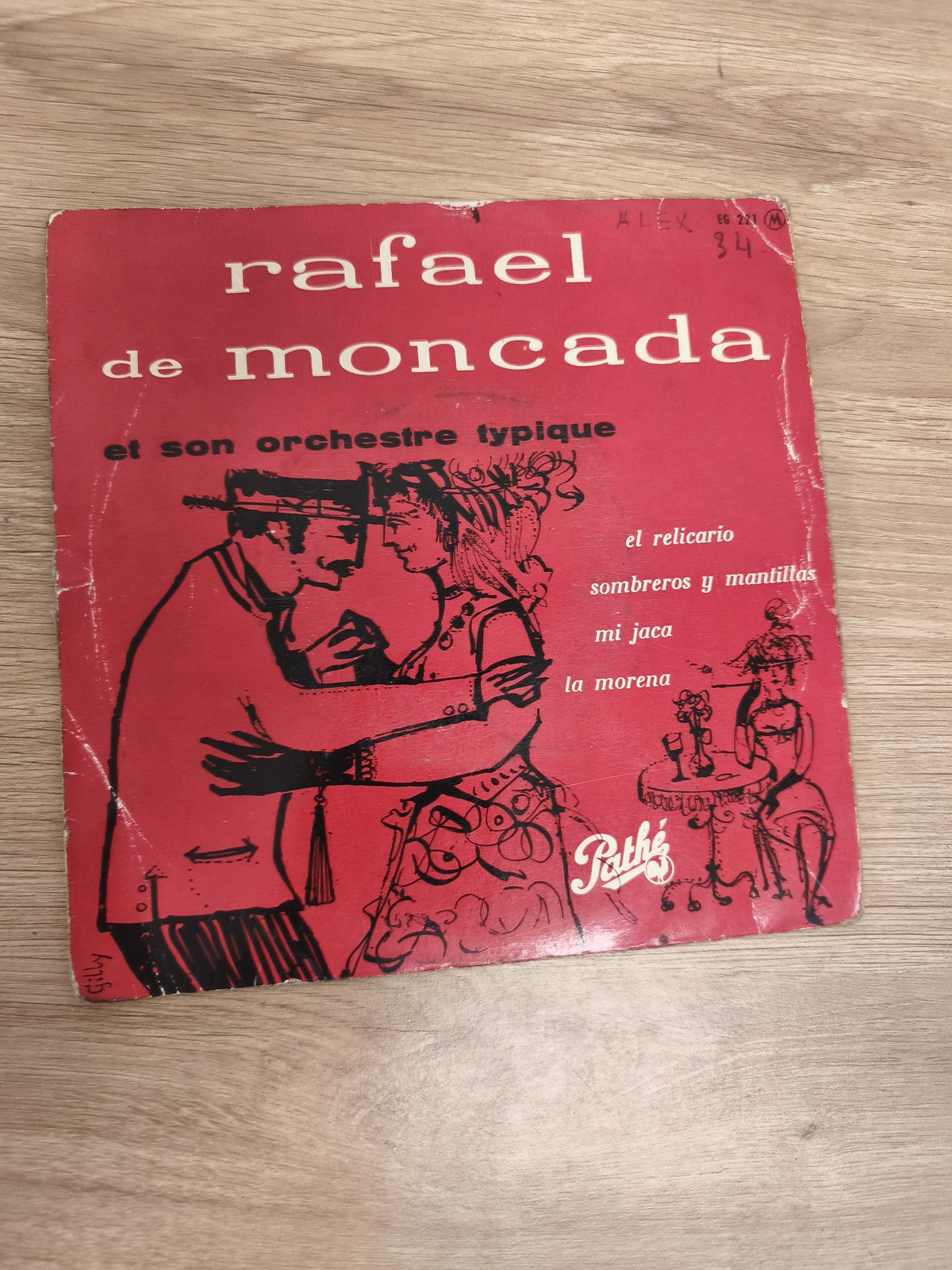 Vinyle 45 tours Rafael de Moncada et son orchestre typique Pathé pochette rouge