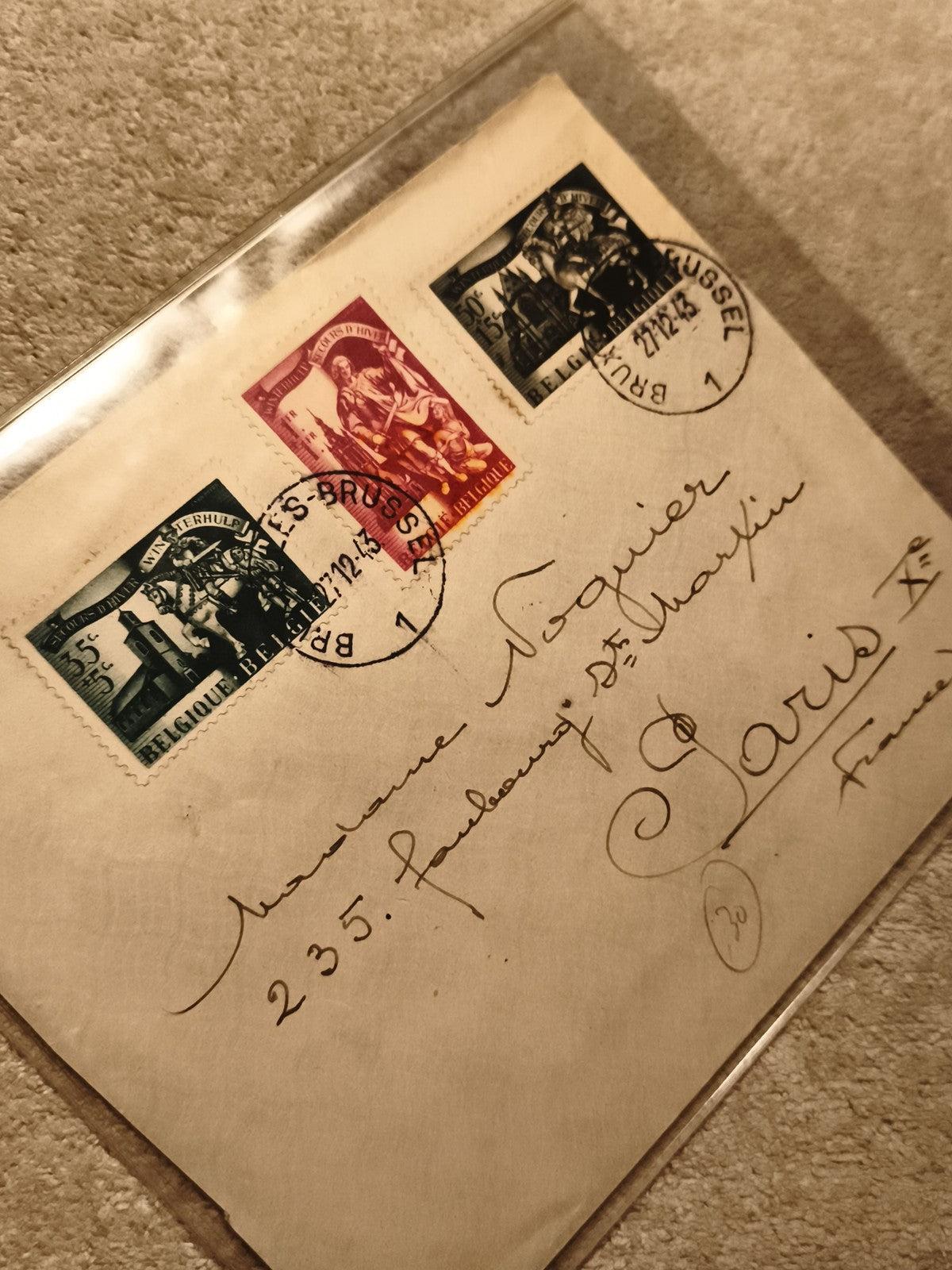 Lettre affranchie timbres Belgique Bruxelles 1943 oblitérés philatélie (Ref 27)