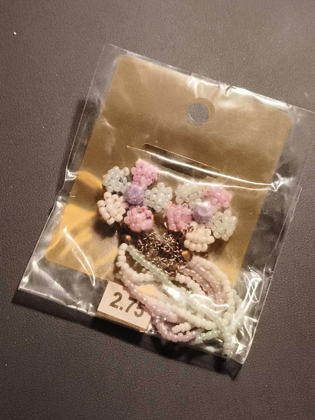 Boucles d'oreilles vintage perles fleurs pastel deadstock ancien magasin
