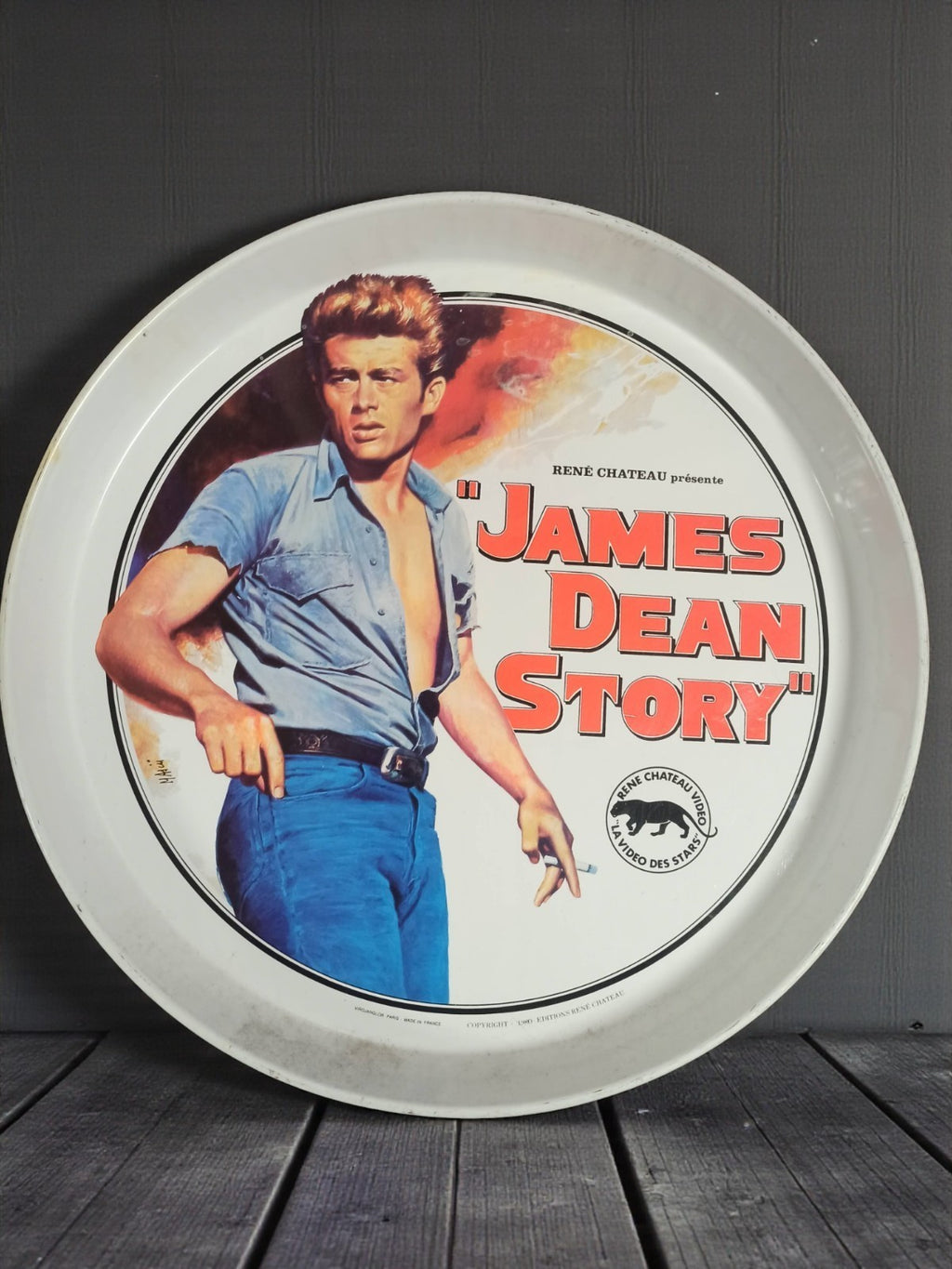 Plateau vintage James Dean René Château Pop Art cinéma années 80 déco